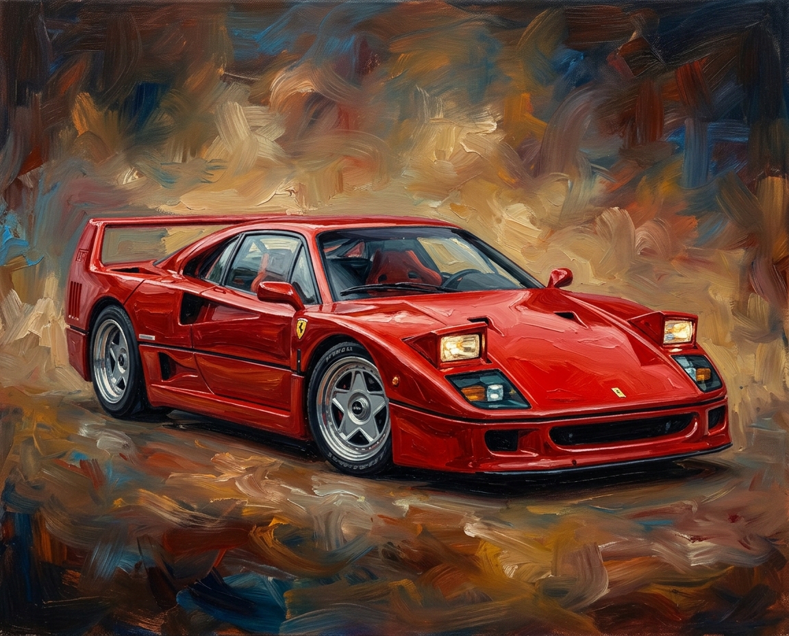 Ferrari F40, oil painting, artwork only