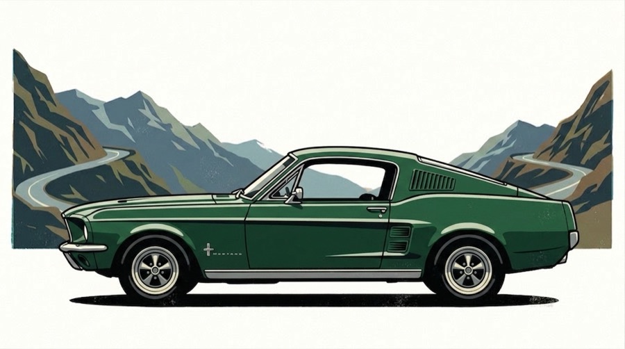 1967 Ford Mustang, drawn